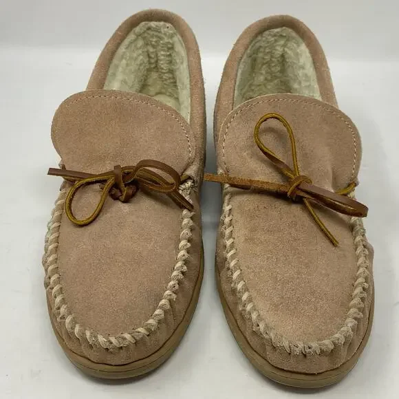 Cabelas Suede Sherpa Slippers Mens Size 12 M Cozy Cabincore Neutral - Picture 2 of 12